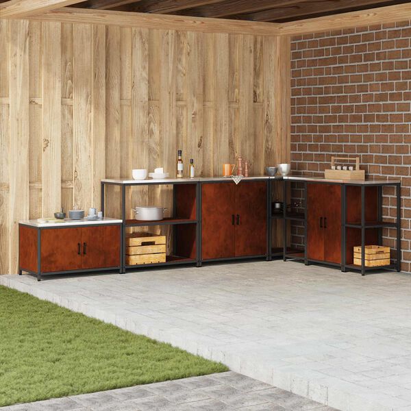 vidaXL Keukenopslag met plank met opslag Roestig 60 x 50 x 92 cm Staal