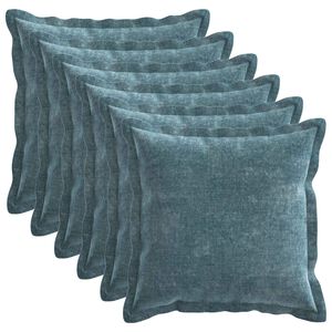 vidaXL Kussensloop 6 pcs HOUTEN Blauw 45 x 45 cm Chenille Stof