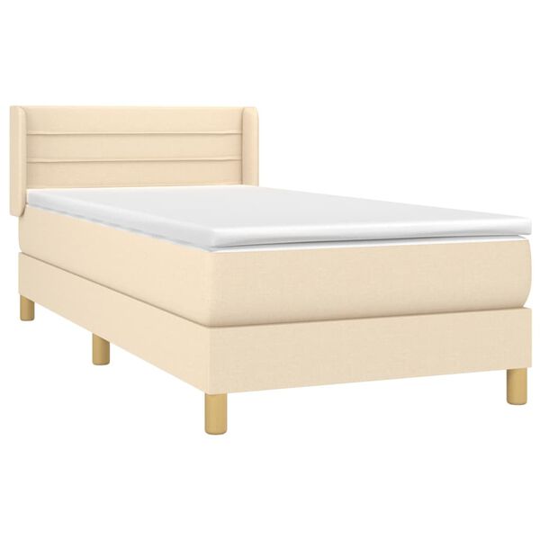 vidaXL Boxspring met matras stof cr&egrave;mekleurig 90x190 cm
