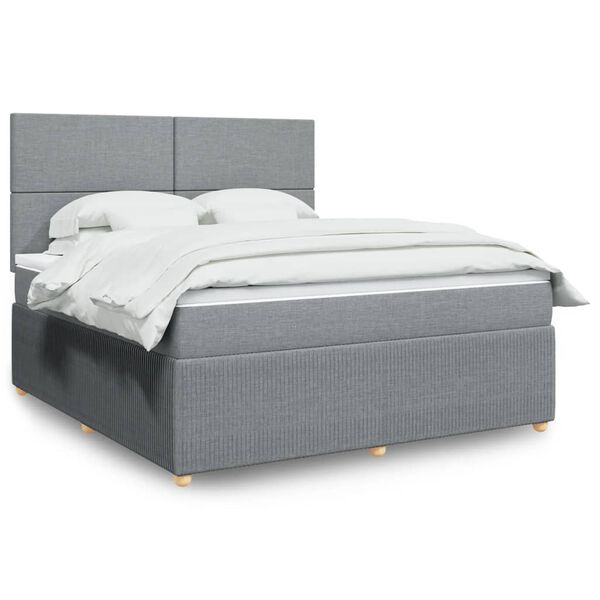 vidaXL Boxspring met matras stof lichtgrijs 180x200 cm