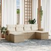 vidaXL 6-delige Loungeset met kussens poly rattan beige
