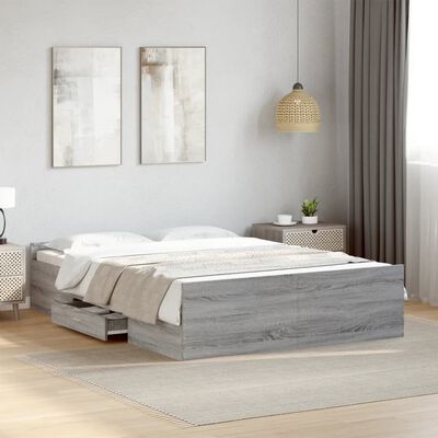 vidaXL Bedframe met lades bewerkt hout grijs sonoma eiken 120x200 cm