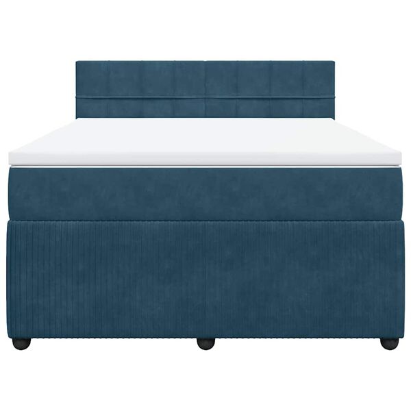 vidaXL Boxspring met matras fluweel blauw 140x190 cm