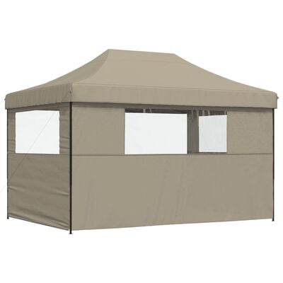 vidaXL Partytent inklapbaar pop-up met 3 zijwanden taupe