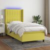 vidaXL Boxspring met matras en LED stof groen 90x200 cm