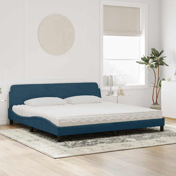 vidaXL Bed met matras "Dover" fluweel blauw 200x200 cm