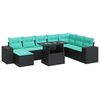vidaXL 9-delige Loungeset met kussens poly rattan acacia zwart