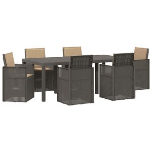 vidaXL Tuin eettafelset 7 st Lichtgrijs en Taupe PP