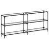 vidaXL Wandtafel met transparant glazen blad 194,5x30x81 cm staal