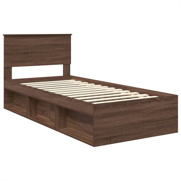 vidaXL Bedframe met hoofdeinde Bruin Eiken 90 x 200 cm Bewerkt hout