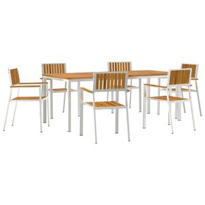vidaXL Buiten eettafelset 7 pcs Massief Acacia Hout en Roestvrijstaal