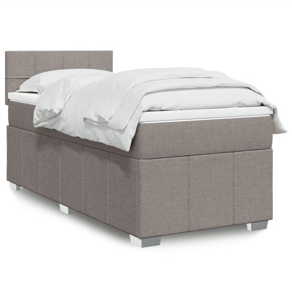 vidaXL Boxspring met matras stof taupe 100x200 cm