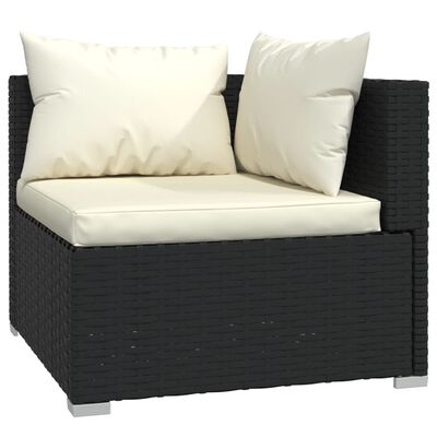 vidaXL 4-delige Loungeset met kussens poly rattan zwart