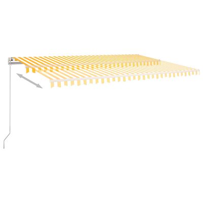 vidaXL Luifel automatisch met LED en windsensor 5x3,5 m geel en wit