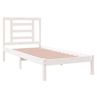 vidaXL Bedframe massief hout wit 75x190 cm