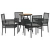 vidaXL Tuin eettafelset 5 st Zwart poly rattan