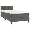 vidaXL Boxspring met matras en LED fluweel donkergrijs 90x190 cm