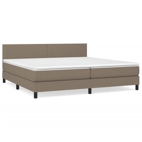 vidaXL Boxspring met matras stof taupe 200x200 cm