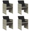 vidaXL Tuinstoelen 4 st met kussens poly rattan lichtgrijs