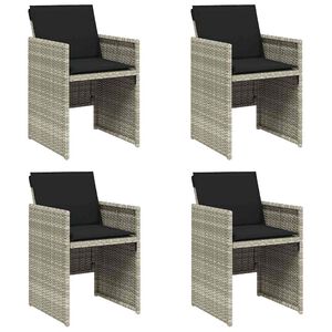 vidaXL Tuinstoelen 4 st met kussens poly rattan lichtgrijs