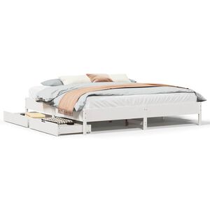 vidaXL Bedframe zonder matras massief grenenhout wit 200x200 cm