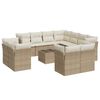 vidaXL 12-delige Loungeset met kussens poly rattan beige