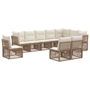 vidaXL Tuinbankenset 10 pcs Beige poly rattan