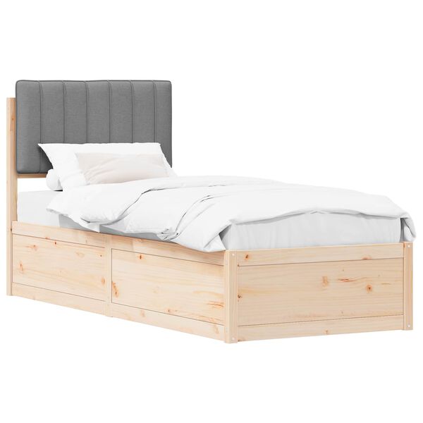 vidaXL Bedframe met Gevoerd Hoofdgedeelte Lichtgrijs 75 x 190 cm