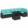 vidaXL Tuin Sofa Set met kussen met opslag 7 pcs Zwart Poly riet
