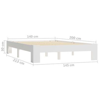 vidaXL Bedframe massief grenenhout wit 140x200 cm