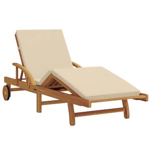 vidaXL Ligstoel Massief Acaciahout Beige