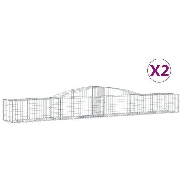 vidaXL Schanskorven 2 st gewelfd 400x50x40/60 cm ijzer
