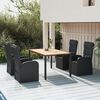 vidaXL 5-delige Tuinset met kussens poly rattan zwart