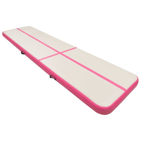 vidaXL Gymnastiekmat met pomp opblaasbaar 600x100x15 cm PVC roze