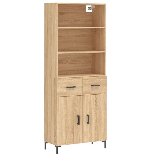 vidaXL Hoge kast 69,5x34x180 cm bewerkt hout sonoma eikenkleurig