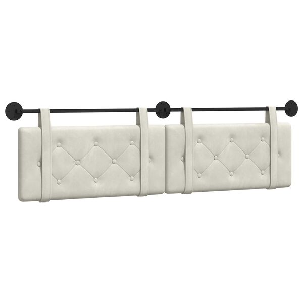 vidaXL Hangend Hoofdeinde Wandgemonteerd Cr&egrave;me 170 x 55 x 5 cm Fluweel
