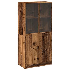 vidaXL Hoge kast met deuren 68x37x142 cm bewerkt hout oud houtkleurig