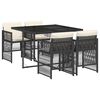 vidaXL 5-delige Tuinset met kussens poly rattan zwart