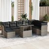 vidaXL 9-delige Loungeset met kussens poly rattan grijs