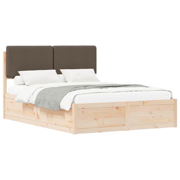 vidaXL Bedframe met Gevoerd Hoofdgedeelte Taupe 140 x 190 cm