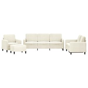 vidaXL 4-delige Loungeset fluweel cr&egrave;mekleurig