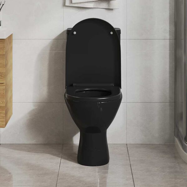 vidaXL Toiletbril soft-close met quick-release ontwerp zwart