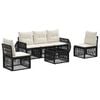 vidaXL Tuinbankenset 6 st Zwart en Cream Wit poly rattan