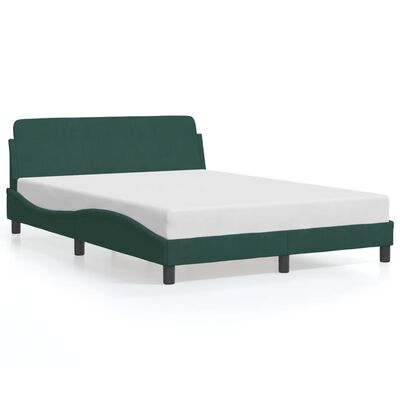 vidaXL Bedframe met hoofdeinde fluweel donkergroen 140x200 cm