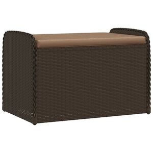vidaXL Opbergbankje met kussen 80x51x52 cm poly rattan bruin