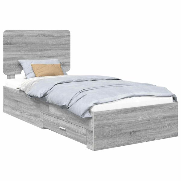 vidaXL Bedframe met hoofdeinde Grijs Sonoma 75 x 190 cm Bewerkt hout