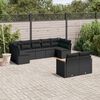 vidaXL 9-delige Loungeset met kussens poly rattan zwart