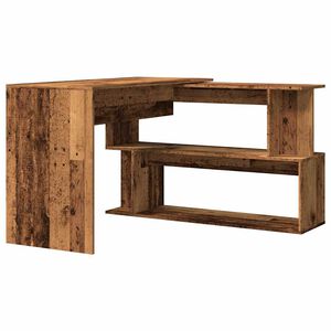 vidaXL Hoekbureau 200,5x50x76 cm bewerkt hout oud houtkleurig