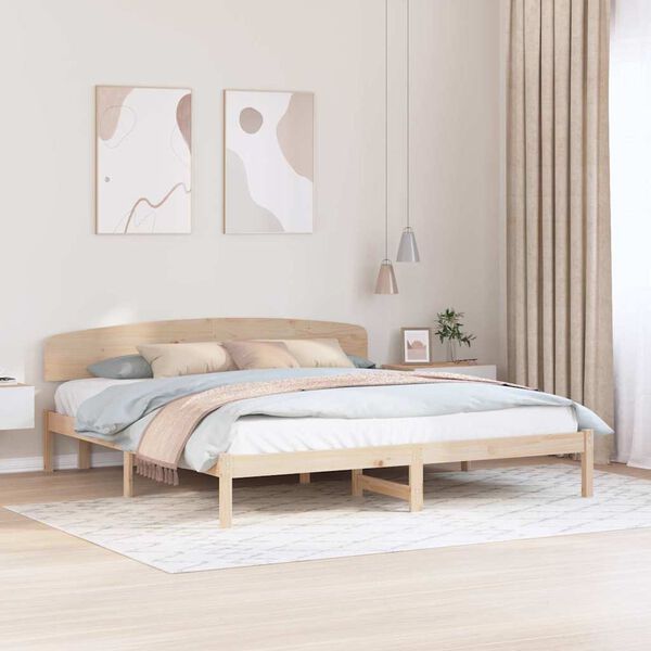 vidaXL Bedframe met hoofdeinde Naturel 180 x 200 cm Massief grenenhout