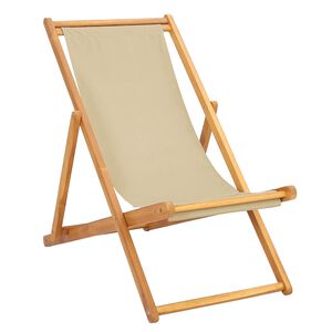 vidaXL Strandstoel Beige Massief Teakhout